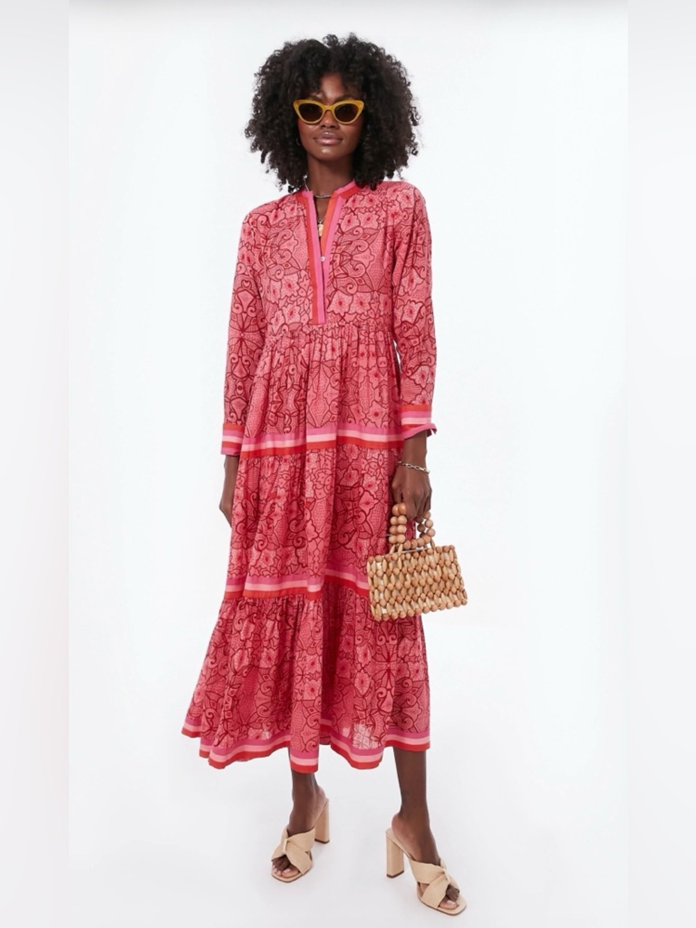 NWT Ro’s Garden Diwali Pink Floral Tiered Dress